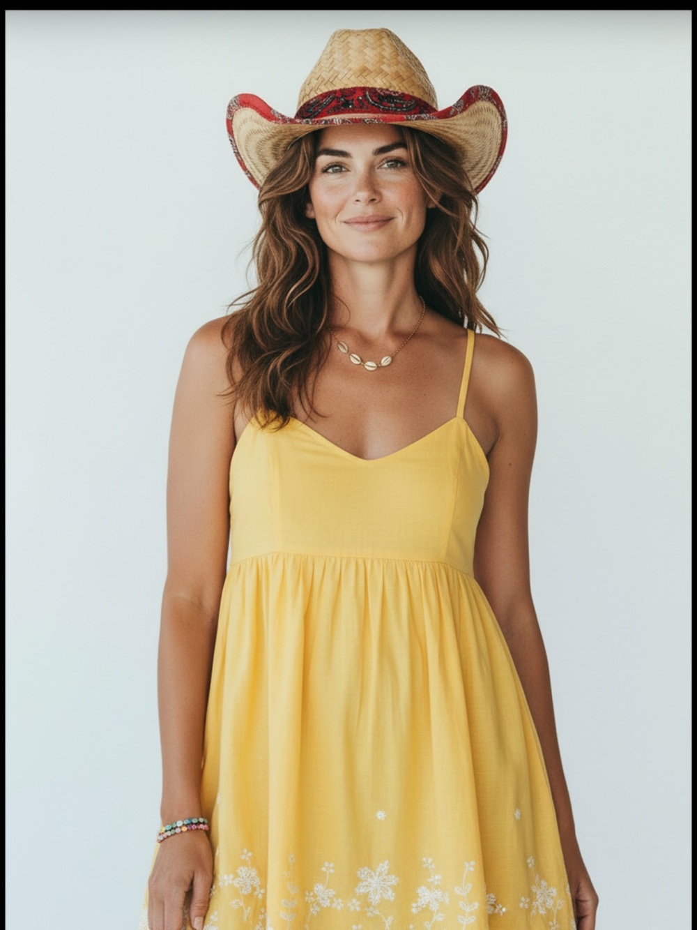 Red Bandana Trim Woven Straw Cowboy Hat | Western Festival Summer Sun Hat